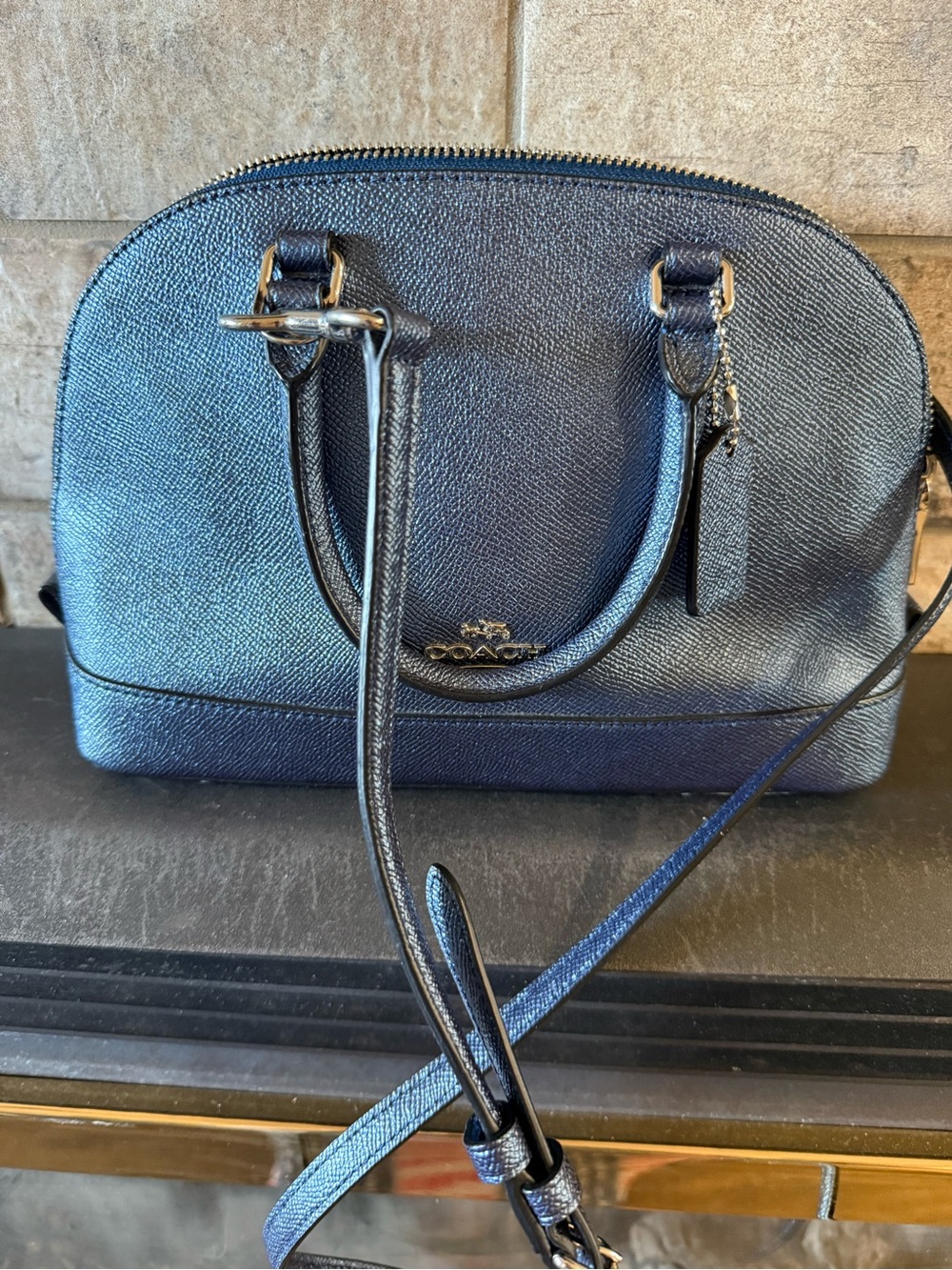 Coach Mini Sierra Navy Saffiano Mini Dome Crossbody Bag
